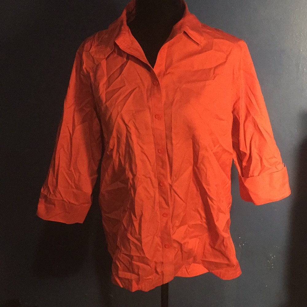 Peach button down